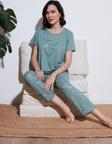 Lela Yumuşak Dokulu Bisiklet Yaka Bayan Pijama Takımı 6097605 YEŞİL