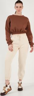 Lela Pamuklu Regular Fit Şardonlu Jogger Bayan Eşofman Altı 5864276K TAŞ