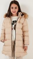 Lela İçi Peluş Astarlı Çıkarılabilir Kapüşonlu Suya Dayanıklı Kız Çocuk Mont 5761910 BEJ