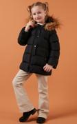 Lela Yakası Suni Kürklü Kapüşonlu Cepli Kız Çocuk Mont 6028720 SİYAH