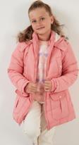 Lela Yakası Suni Kürklü İçi Peluş Astarlı Kapüşonlu Cepli Kız Çocuk Mont 6034040 AÇIK PEMBE