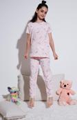 Lela % 100 Pamuk Bisiklet Yaka Kısa Kollu Kız Çocuk Pijama Takımı 6651002 PEMBE-BEYAZ