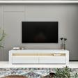 İnarch Dizayn Batı Led Işıklı, 2 Kapaklı Tv Ünitesi, Tv Sehpası Parlak Beyaz