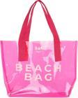 Bagmori Beach Bag Baskılı Şeffaf Plaj Çantası Fuşya