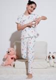 Lela % 100 Pamuk Bisiklet Yaka Kısa Kollu Kız Çocuk Pijama Takımı 6651002 ŞEKER PEMBE
