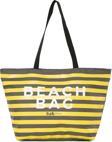 Bagmori Çizgili Beach Bag Baskılı Plaj Çantası Gri