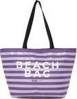 Bagmori Çizgili Beach Bag Baskılı Plaj Çantası Lila