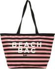 Bagmori Çizgili Beach Bag Baskılı Plaj Çantası Siyah