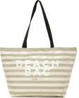 Bagmori Çizgili Beach Bag Baskılı Plaj Çantası Vizon