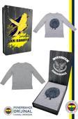 Fenerbahçe Orijinal Lisanslı Yaldızlı Fb Logo Gri Çocuk Sweat Hediyelik Ahşap Kutulu