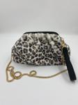 Mute Bag Leopard Süet El Çantası / Kadın Gold Zincir Detaylı El Çantası