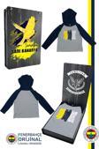 Fenerbahçe Orijinal Lisanslı Kapüşonlu Lacivert Gri Çocuk Sweat Hediyelik Ahşap Kutulu
