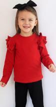 Parla Kids Kız Çocuk Kırmızı Omuz Fırfırlı Bisiklet Yaka Yılbaşı Body Sweatshirt