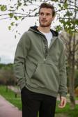 Buratti Kanguru Cepli Fermuarlı Kapüşon Yaka Slim Fit Erkek Sweat 575707 HAKİ