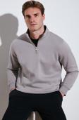 Buratti Pamuklu Regular Fit Yarım Fermuarlı Dik Yaka Erkek Sweat 59052592 Kül