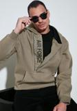Buratti Kanguru Cepli Fermuarlı Kapüşon Yaka Slim Fit Erkek Sweat 575707 Vizon Yeşili