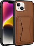 Apple iPhone 13 Kılıf Kartlıklı Standlı ​Pu Deri Zore Memo Kapak