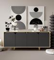 Vm Vertex Mobilya Lazio Bohem Ahşap Ayaklı Modern Konsol 180 Cm Safir Meşe-Antrasit
