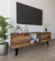 Vm Vertex Mobilya Siena Ahşap Ayaklı Tv Ünitesi Ceviz Televizyon Konsolu 140 Cm Ekonomik Modül Sehpa