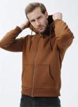 SÜVARİ Kapüşonlu Fermuarlı Yaka Regular Kalıp Düz Kahverengi Sweatshirt