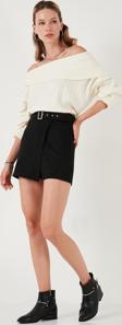 Lela Kışlık Regular Fit Asimetrik Kesim Fermuarlı Bayan Şort Etek 5865973 SİYAH