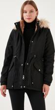 Lela Regular Fit Suni Kürklü Kapüşonlu Bayan Parka 6403319 SİYAH