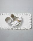 Wellstil Rufle | Fırfırlı Keten Beyaz Runner 40 X 110 Cm