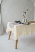 Wellstil Rufle | Keten Fırfırlı Bej Masa Örtüsü 110 X 160 Cm