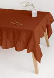 Wellstil Rufle | Keten Fırfırlı Tarçın Masa Örtüsü 110 X 160 Cm