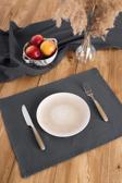 Wellstil Premium | 6'lı Keten Gri Amerikan Servisi 35 X 45 Cm