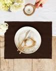 Wellstil Premium | 6'lı Keten Koyu Kahve Amerikan Servisi 35 X 45 Cm