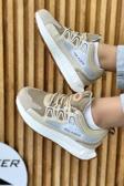 Kadın Bej Gri Ortopedik Confort Taban fileli Sneaker Günlük Spor Ayakkabı 029 SLZ00046
