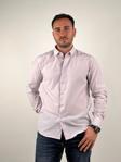 Mad&Calf Erkek Slim Fit İnce Çizgili Uzun Kollu Gömlek Bordo 2XL
