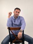 Mad&Calf Erkek Slim Fit Nakış Desenli Uzun Kollu Gömlek Mavi 2XL
