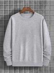 Mad&Calf Erkek Basic Bisiklet Yaka 3 İplik Şardonsuz Sweatshirt Gri 2XL