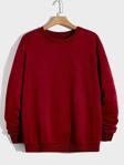 Mad&Calf Erkek Basic Bisiklet Yaka 3 İplik Şardonsuz Sweatshirt Bordo S