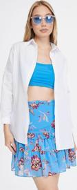 Mad&Calf Kadın Basic Uzun Oversize Kalıp Gömlek Beyaz M