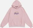 Mad&Calf Kadın Angel Taş Baskılı Kapüşonlu Polarlı Oversize Sweatshirt Pembe 2XL