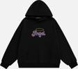 Mad&Calf Kadın Angel Taş Baskılı Kapüşonlu Polarlı Oversize Sweatshirt Siyah L