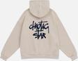 Mad&Calf Kadın Chaotic Star Baskılı Kapüşonlu Polarlı Oversize Sweatshirt Bej 2XL