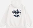 Mad&Calf Kadın Chaotic Star Baskılı Kapüşonlu Polarlı Oversize Sweatshirt Ekru XS