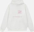 Mad&Calf Kadın Kinder Planet Baskılı Kapüşonlu Polarlı Oversize Sweatshirt Ekru 2XL