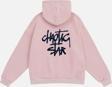 Mad&Calf Kadın Chaotic Star Baskılı Kapüşonlu Polarlı Oversize Sweatshirt Pembe 2XL