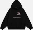 Mad&Calf Kadın Kinder Planet Baskılı Kapüşonlu Polarlı Oversize Sweatshirt Siyah M