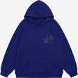 Mad&Calf Kadın La Finger Sign Taş Baskılı Kapüşonlu Polarlı Oversize Sweatshirt Saks 2XL