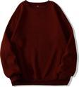 Mad&Calf Kadın Basic 0 Sıfır Yaka Baskısız Düz Oversize Salaş Bol Kesim Polar Sweatshirt Bordo L