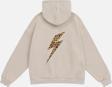 Mad&Calf Kadın Leo Thunder Baskılı Kapüşonlu Polarlı Oversize Sweatshirt Bej 2XL