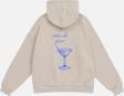 Mad&Calf Kadın That'S The Sprit Baskılı Kapüşonlu Polarlı Oversize Sweatshirt Bej 2XL