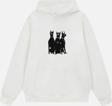 Mad&Calf Unisex Doberman Baskılı Kapüşonlu Polarlı Oversize Sweatshirt Ekru 2XL