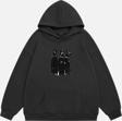 Mad&Calf Unisex Doberman Baskılı Kapüşonlu Polarlı Oversize Sweatshirt Füme 2XL